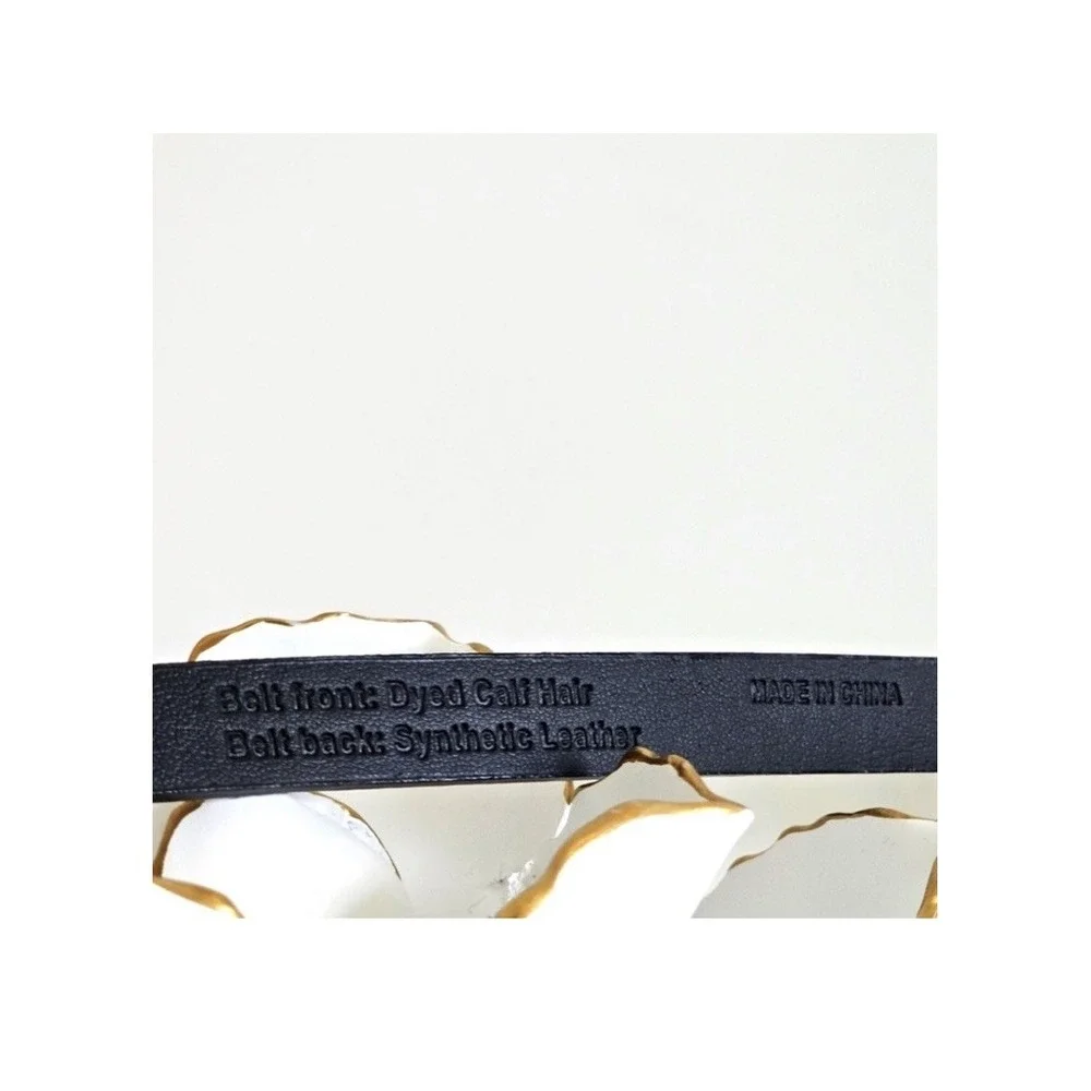 Banana Republic Dyed Calf Hair Faux Leather Brown Skinny Belt Animal‎ Print XS